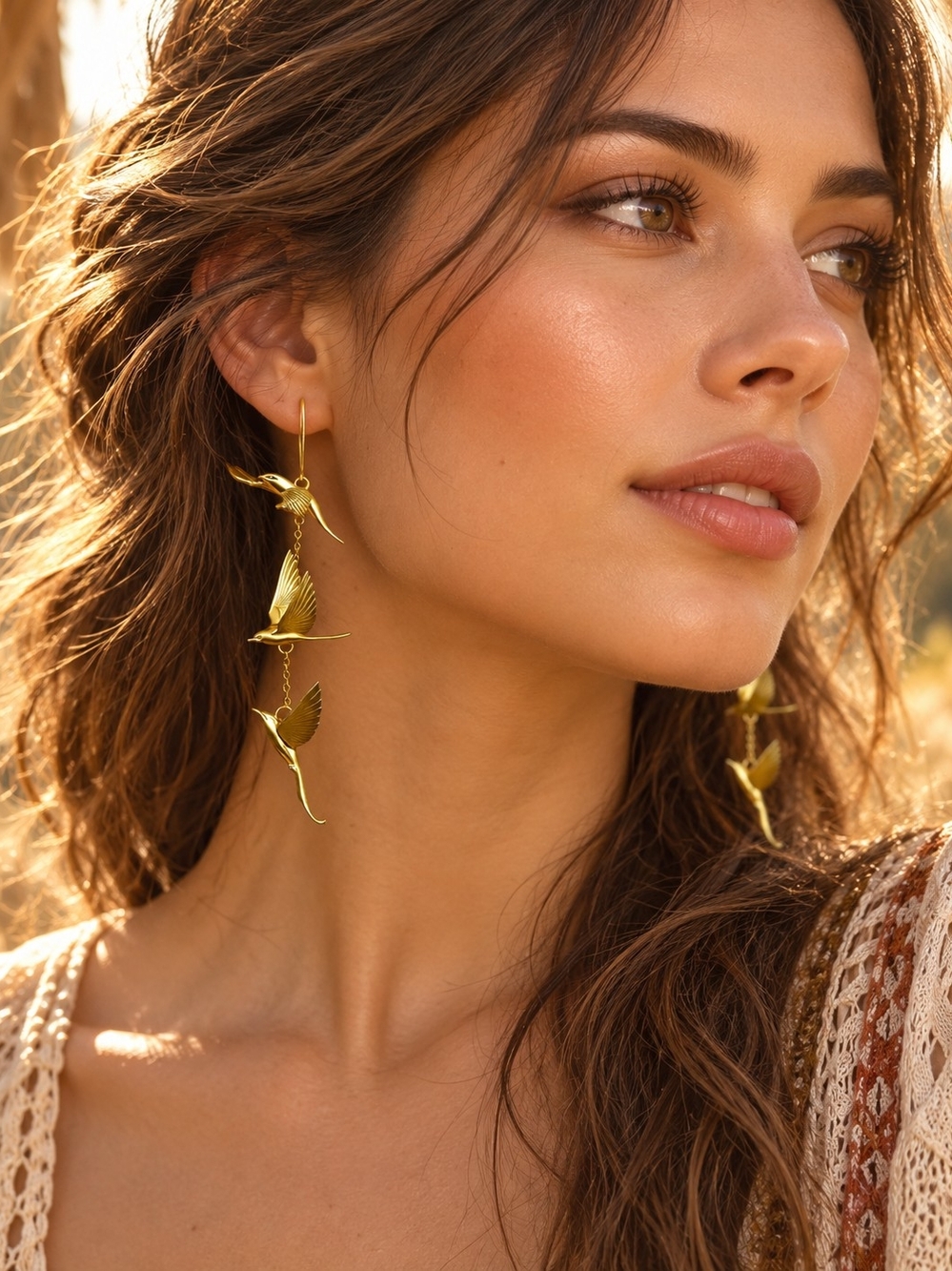 ANTHROPOLOGIE HUMMINGBIRDS IN FLIGHT EARRINGS